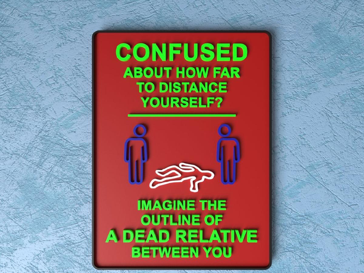 Placa de Distancia Segura Personalizavel   Confuso