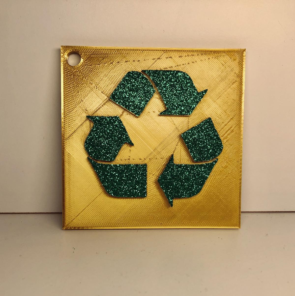Sinal de Reciclagem: Exibicao de Parede/Escrivaninha ou Chaveiro