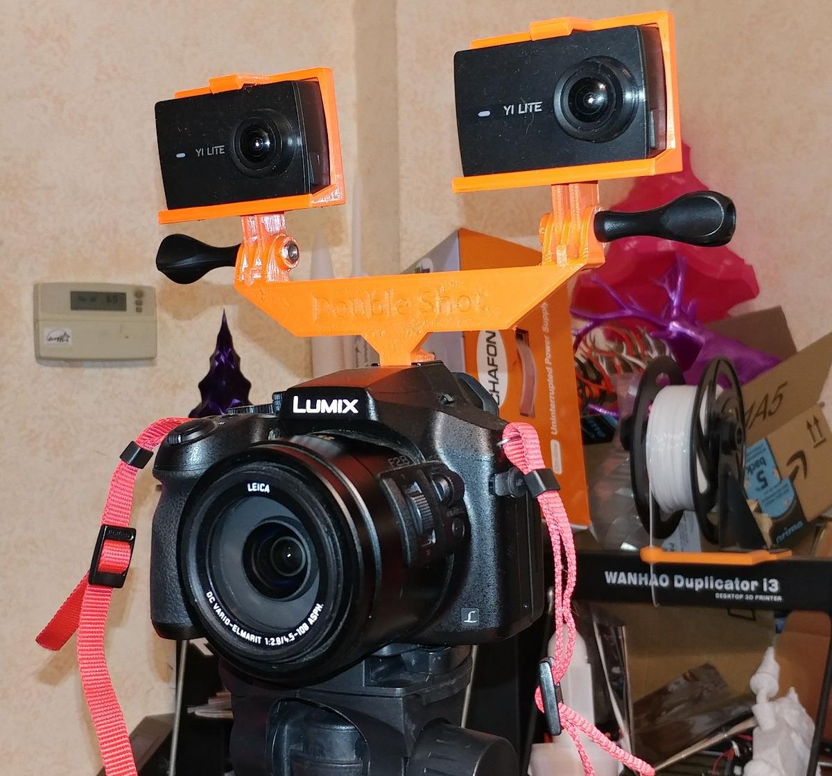 Suporte Duplo   Montagem de Camera Quente Double Shot