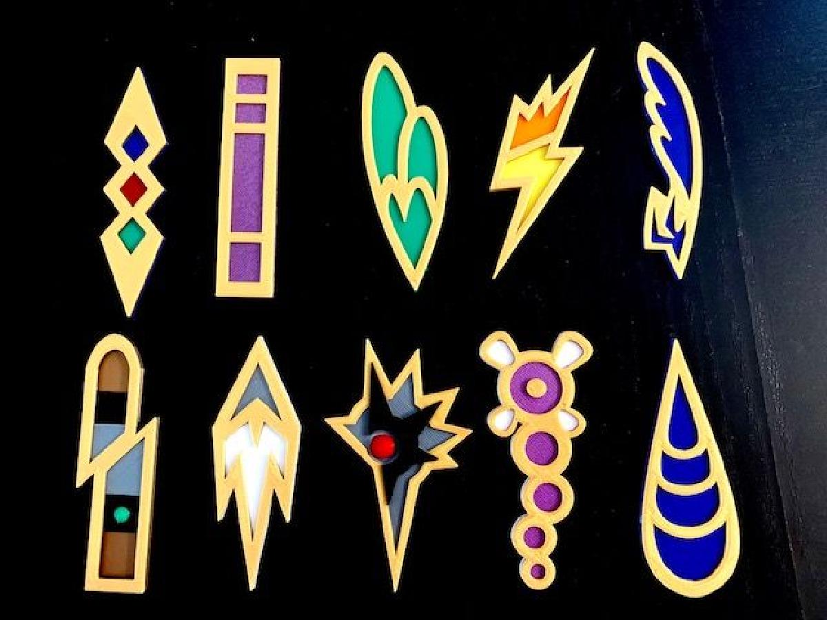 Insignias de Ginasio da Geracao 5 de Unova