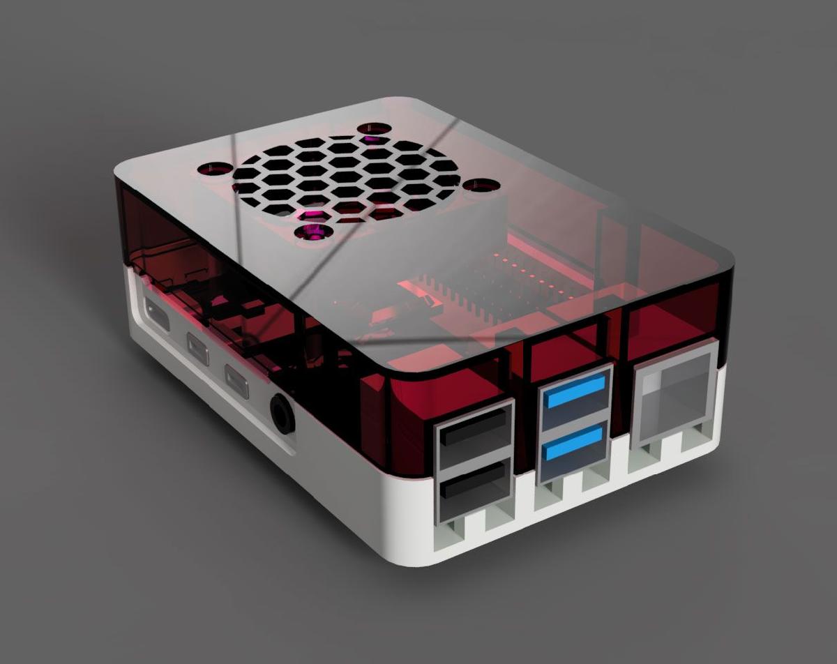 case para Raspberry Pi 4 (com suporte opcional para ventilador de 30mm e 40mm)